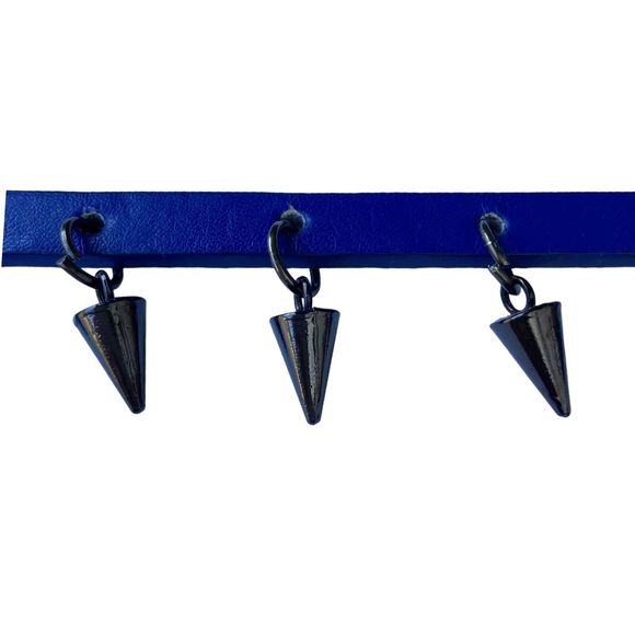 Silvian Heach Women's Royal Blue Skinny Belt Мetal Spikes Size S Waist 32- 36 in - Picture 7 of 11